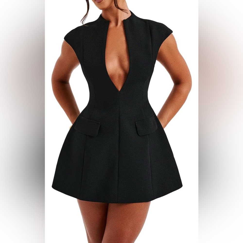 LUFENG Deep V Neck Mini Dress